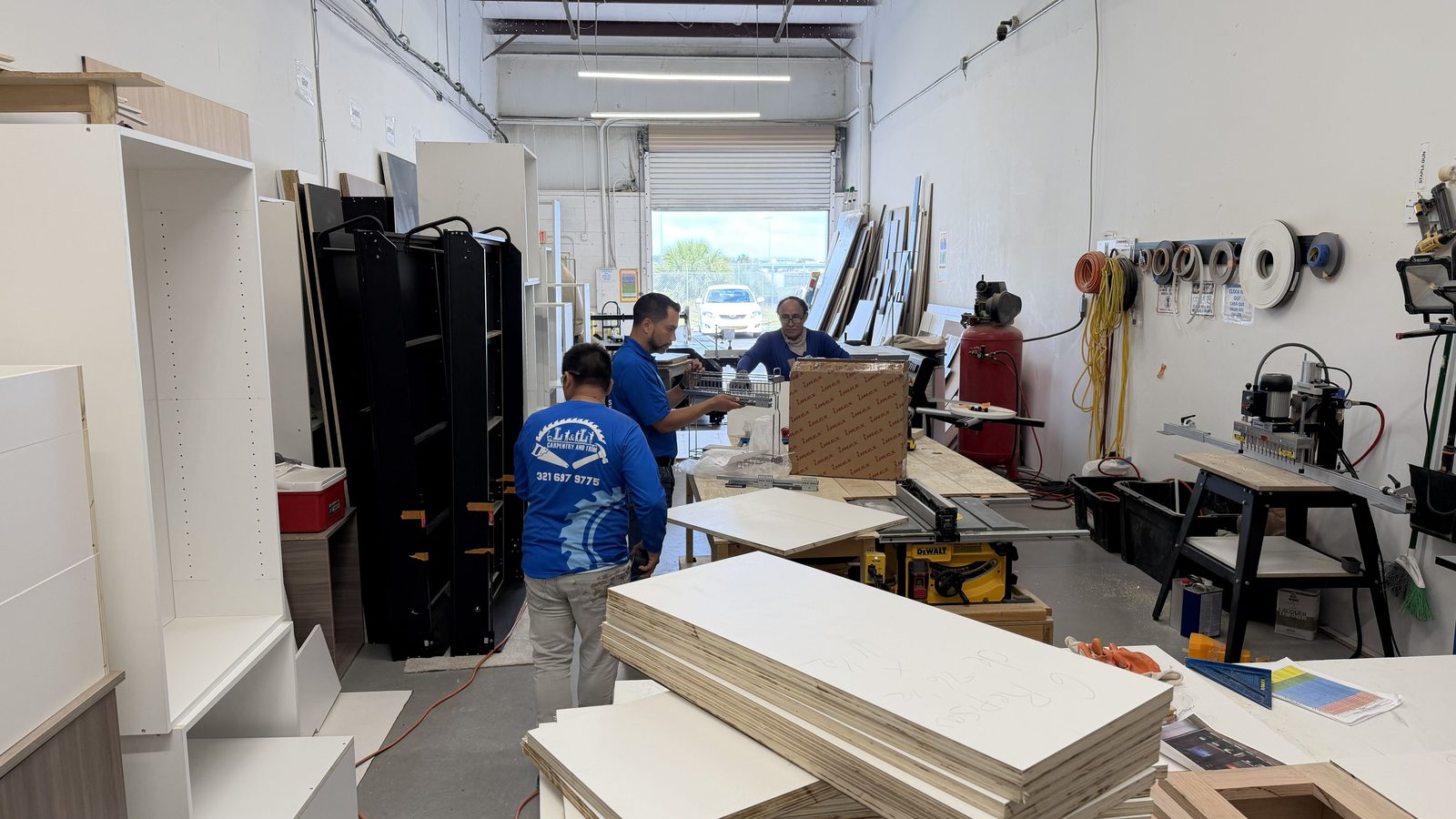 The Karino team planning a custom closet build